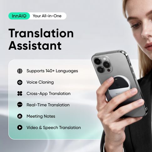 InnAIO T10 AI Translator (Type-C) | World #1 Voice Cloning, 0.5s Live Translation